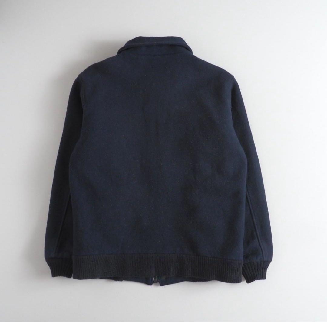 エルエルビーン　USA製　ウールジャケット　ネイビー　裏地チェック