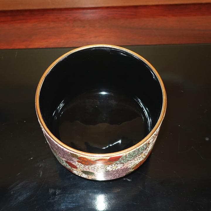 茶道具 抹茶碗　九谷焼　手描き豪華絢爛　本金金花詰