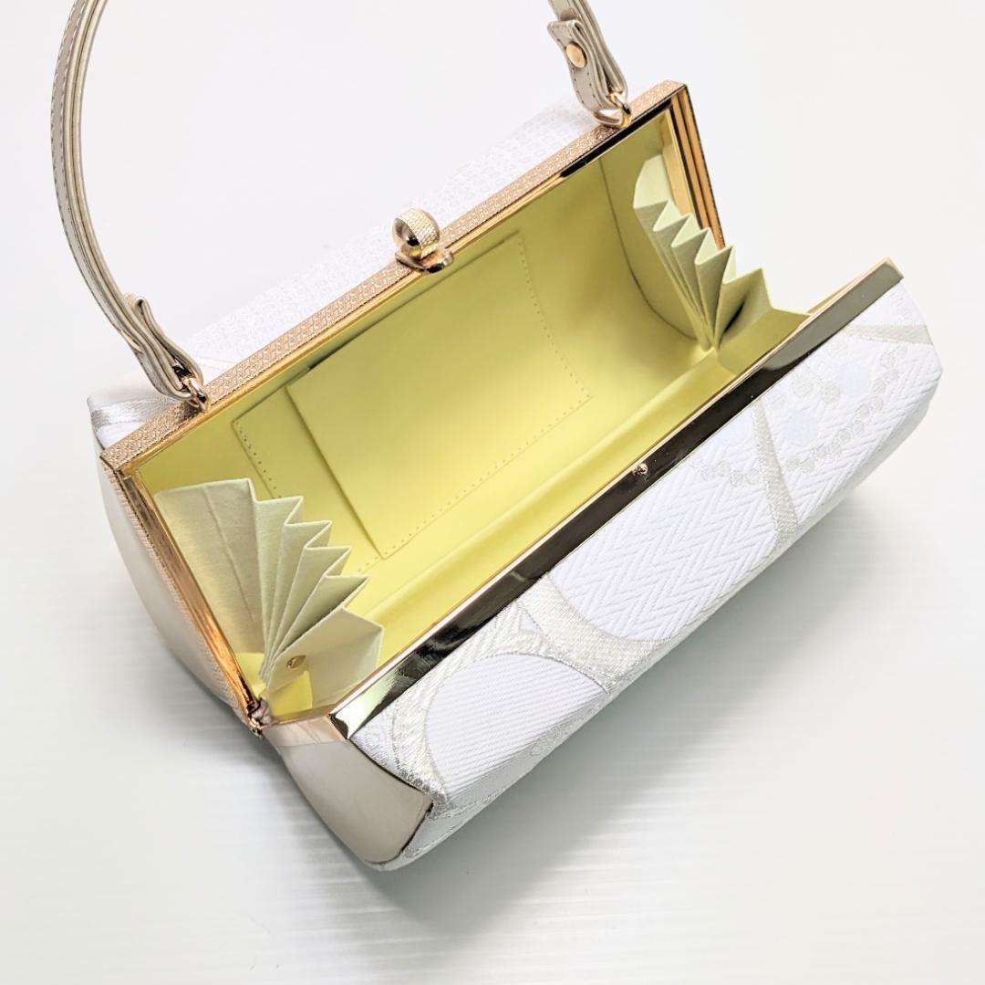 和装 草履 バッグ セット 帯地 梅 白 金 ゴールド フリーサイズ u94-1