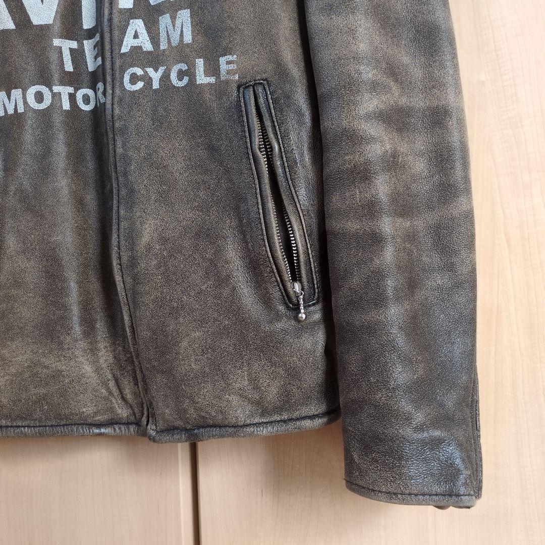 AVIREX ダークブラウン レザーライダースジャケット