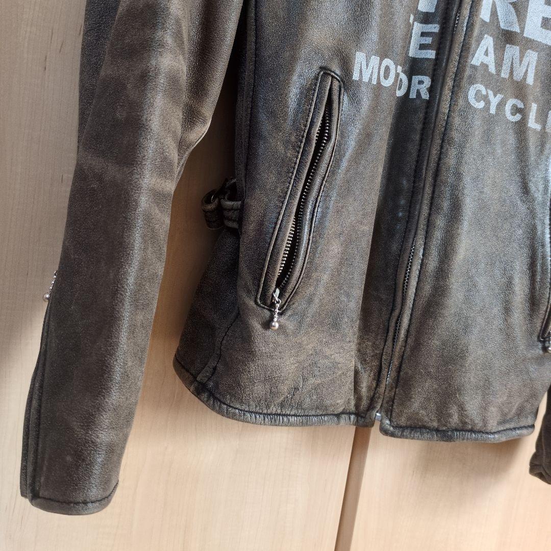 AVIREX ダークブラウン レザーライダースジャケット