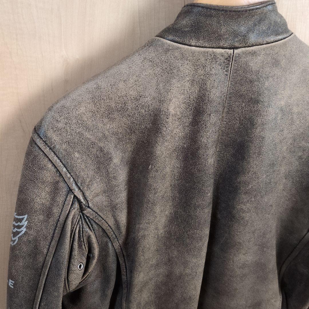 AVIREX ダークブラウン レザーライダースジャケット