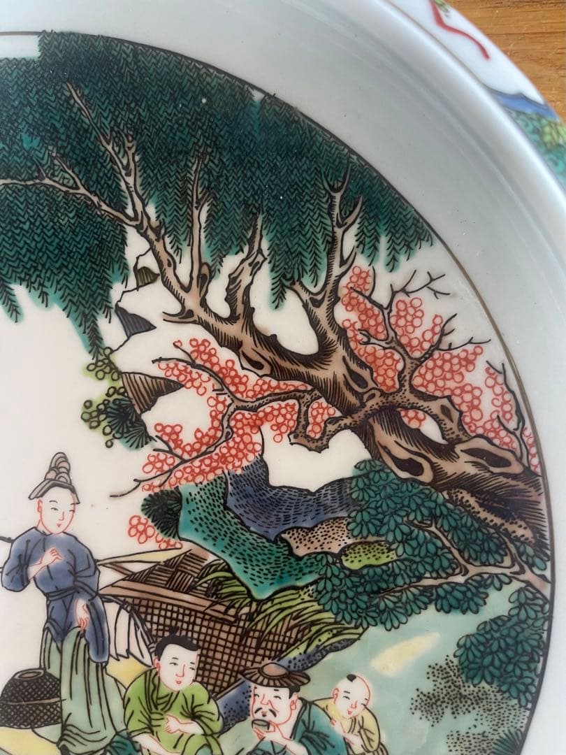 康熙五彩山水人物紋水盤