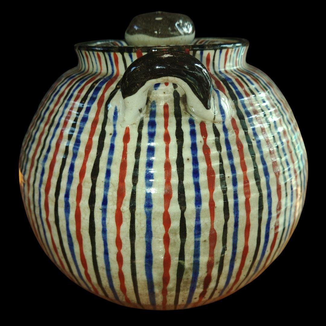 清水六兵衛　麦藁手急須　土瓶　漆補修