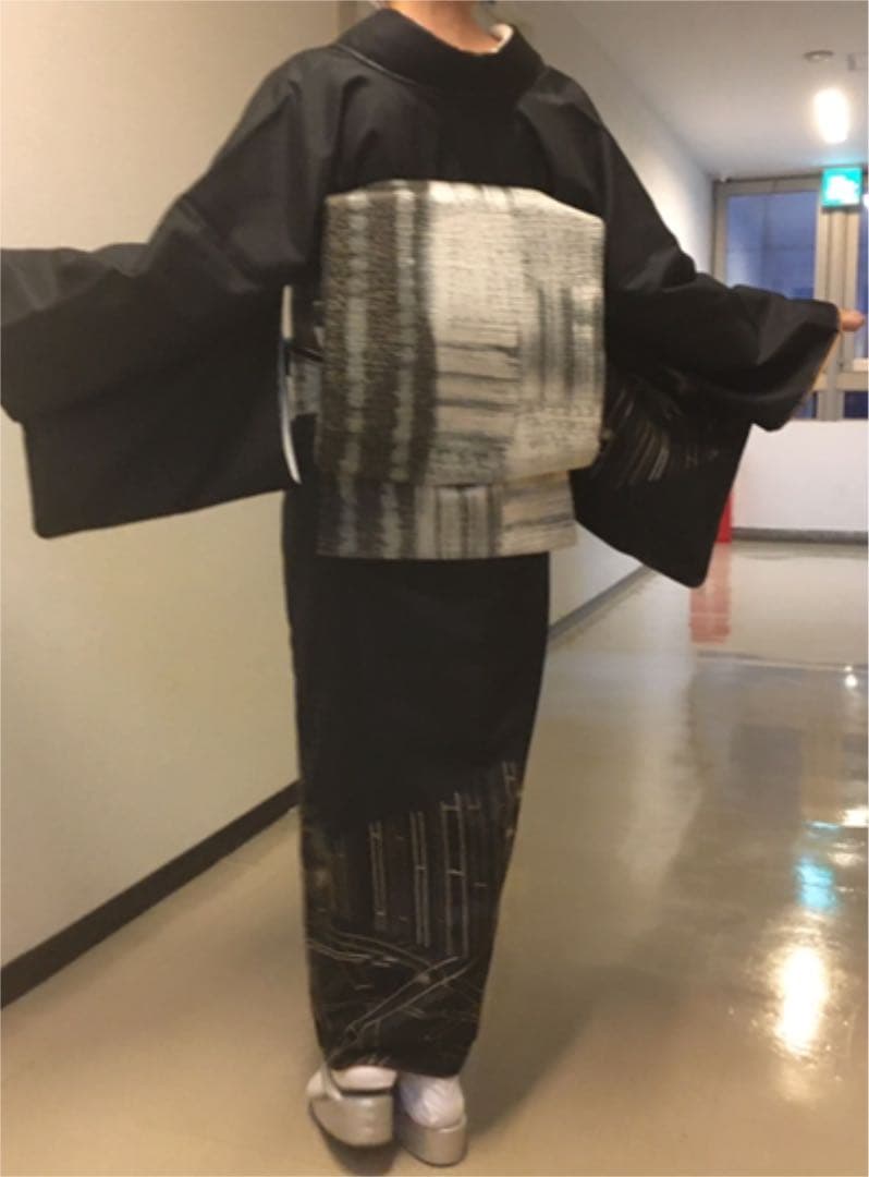 フ*ゴ様 本場縞大島紬　訪問着　正絹　刺し子