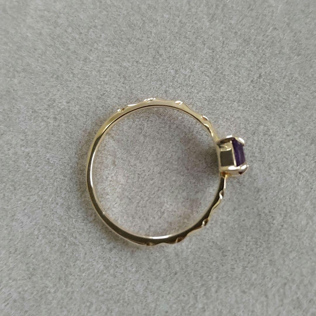 美品【ノワールドプーペ】アメジスト K10 スクエアリング 9号 アガット好きな