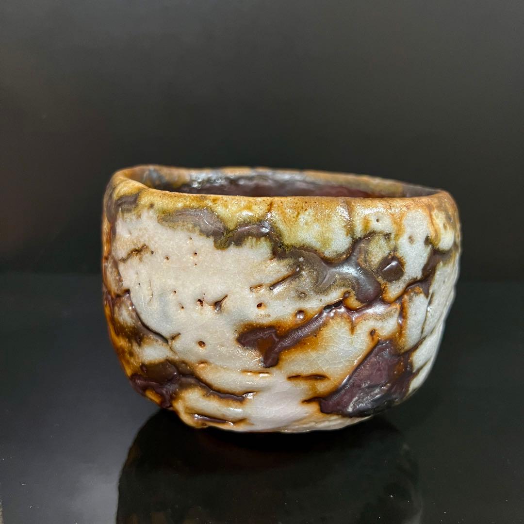 月形那比古　鬼志野茶碗　茶道具　共箱　本物保証！茶碗 茶碗 茶道具 共布