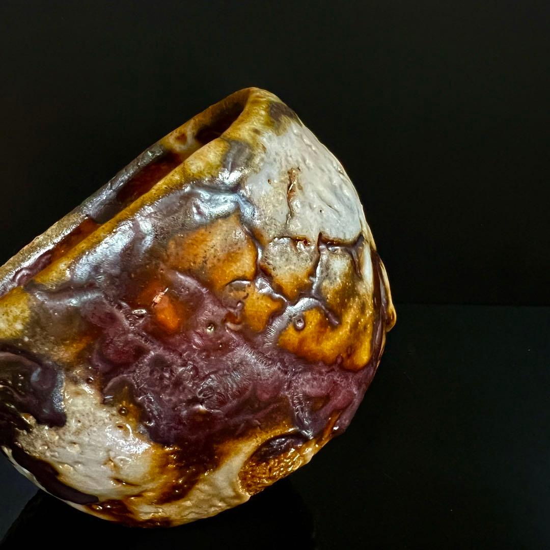 月形那比古　鬼志野茶碗　茶道具　共箱　本物保証！茶碗 茶碗 茶道具 共布