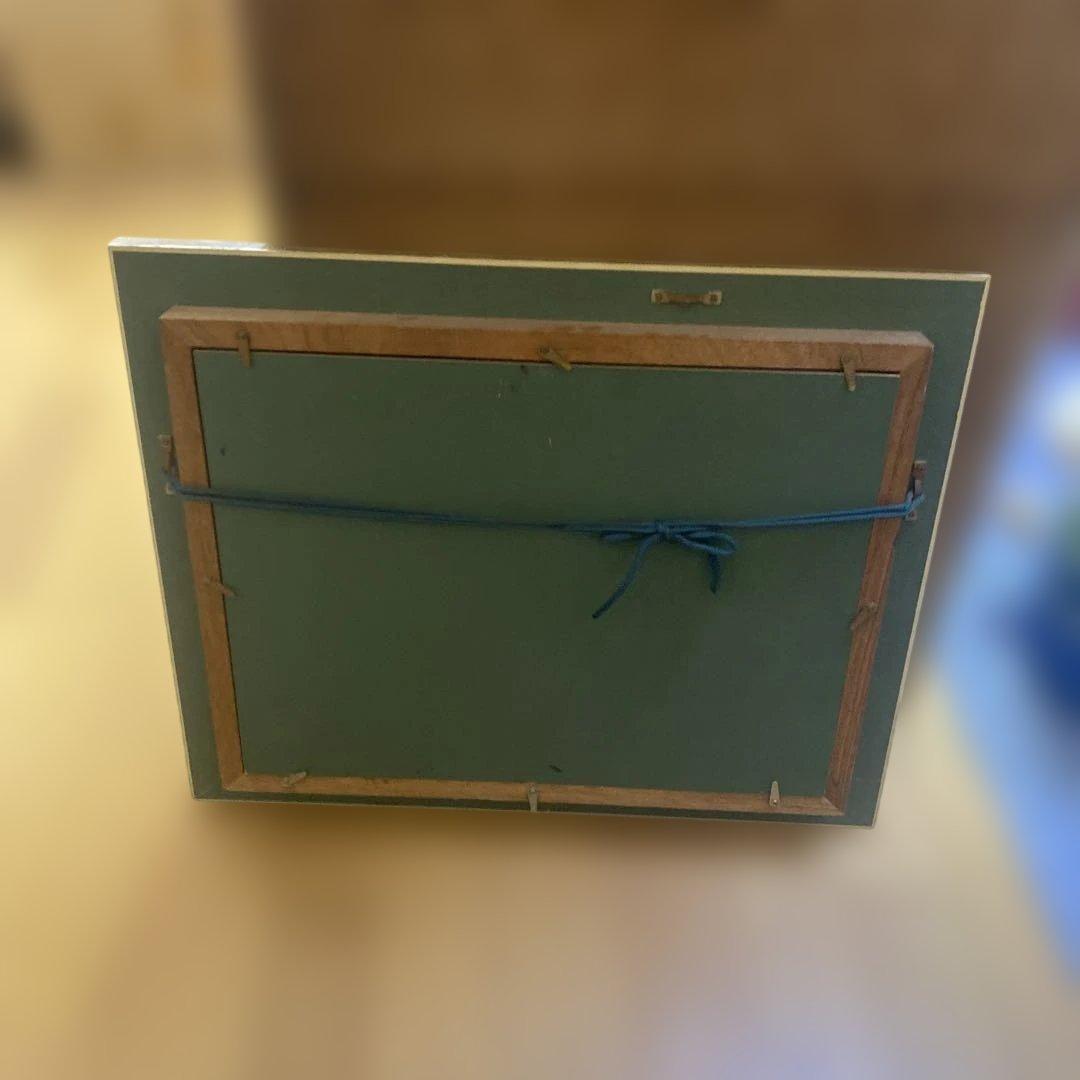 油彩　油絵　絵画　プルーン　果物　洋画　静物画　額縁　シルバーフレーム　f4