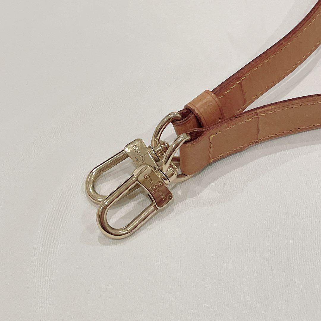 ルイヴィトン　ボストンバック　ショルダーストラップ　ヌメ革　ブラウン