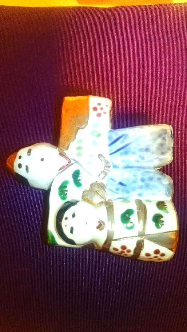 香合、色絵立ち雛、長谷川剛作