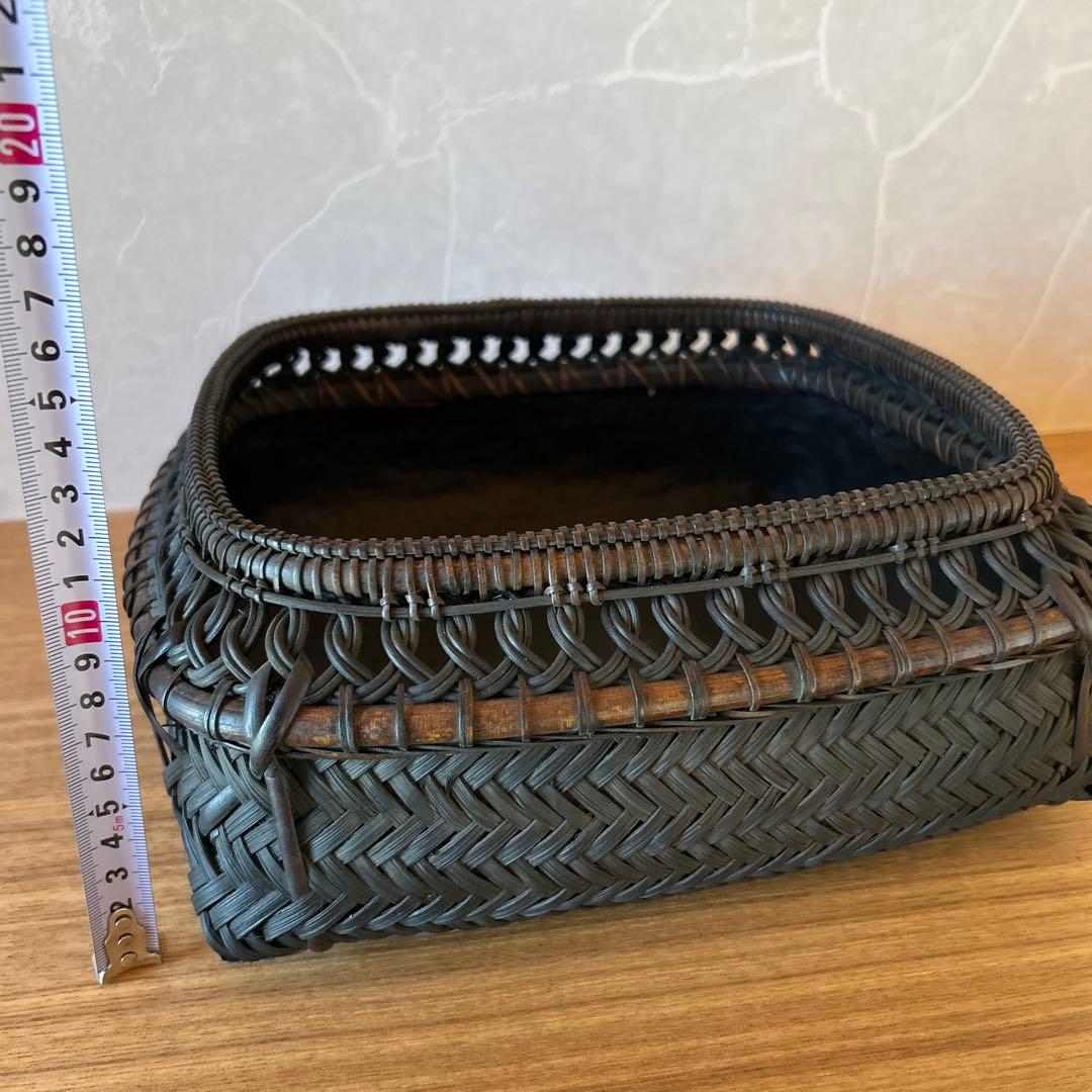 鈴木竹朋斎　篭師　唐物写　藤組四方炭斗　茶道具