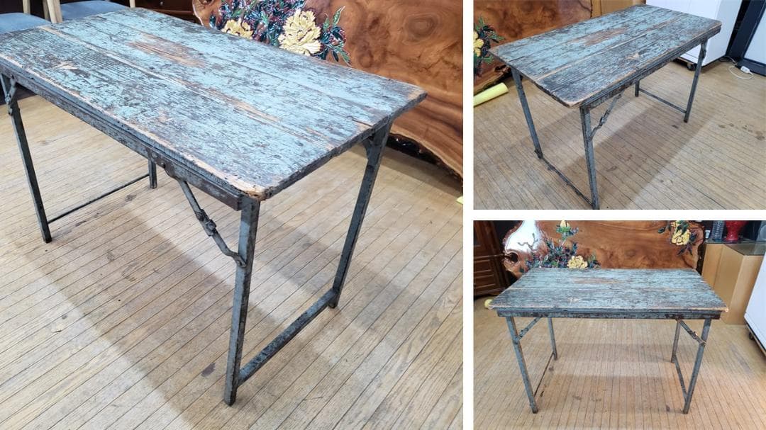 a2　ヴィンテージ　折り畳み　アイアン脚　テーブル