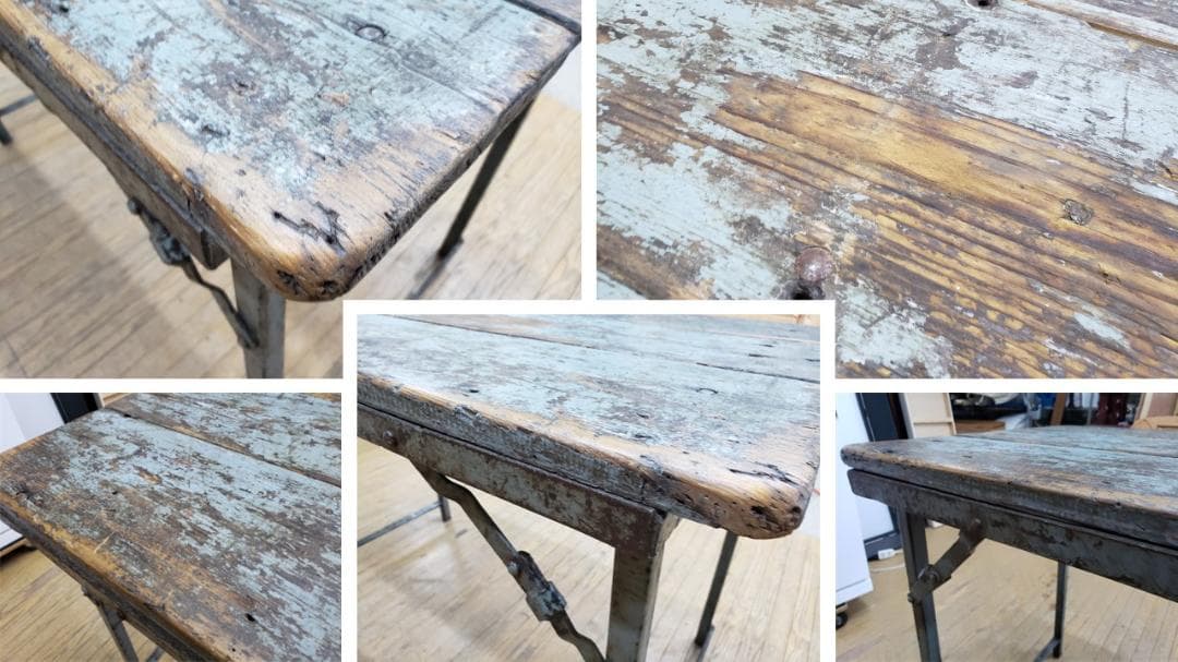 a2　ヴィンテージ　折り畳み　アイアン脚　テーブル