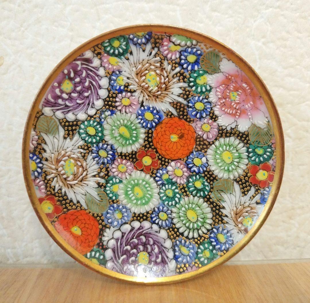 5枚組　九谷焼　色絵　花詰豆皿