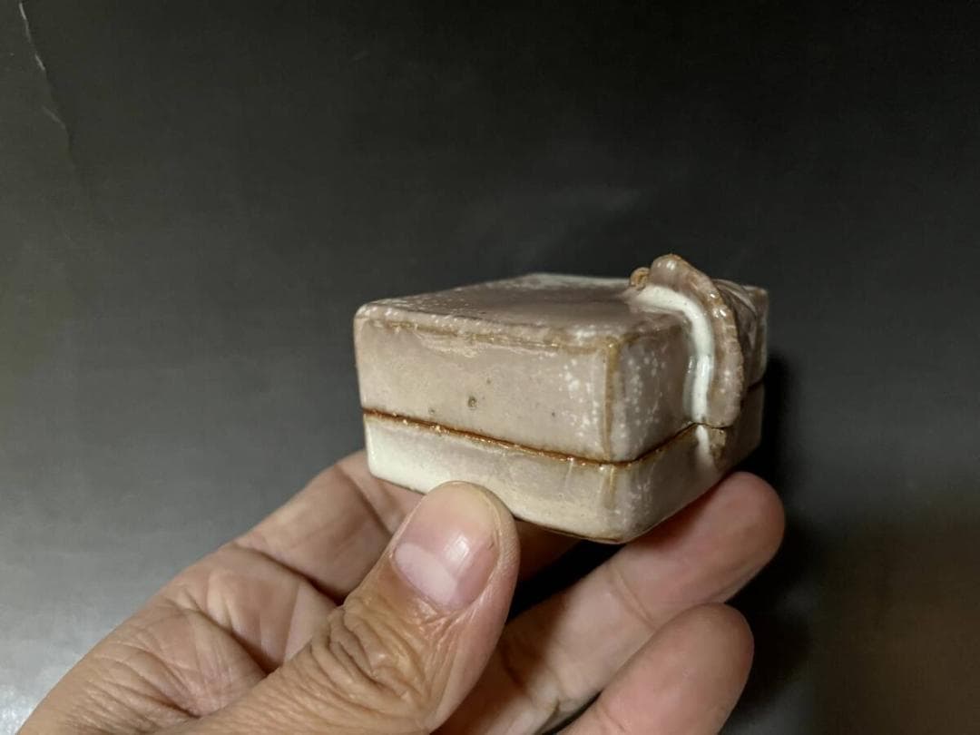 香合■波多野善蔵 指月窯 萩焼窯 扇芝庵 四角 葉 共箱 時代物 骨董品■