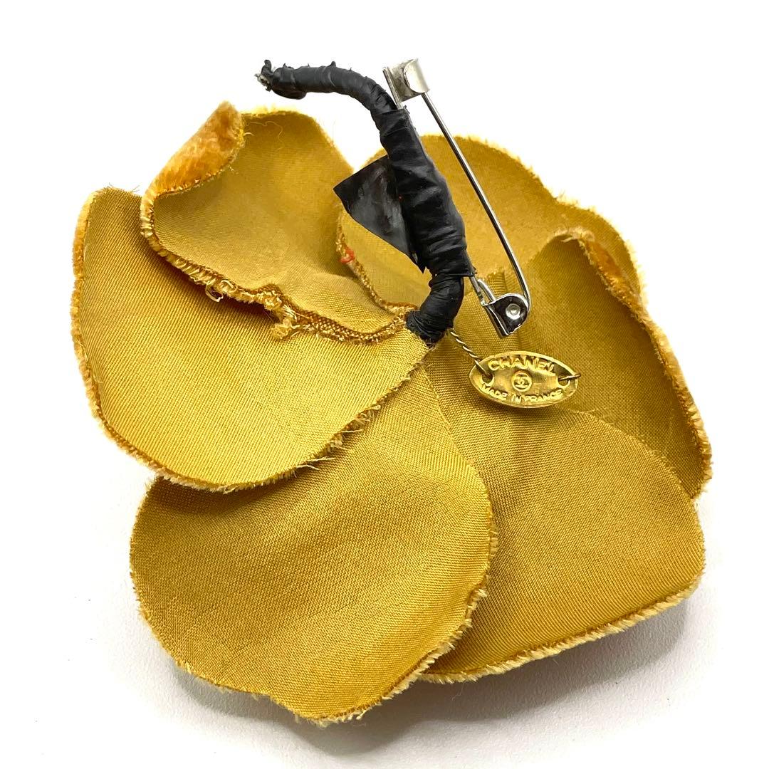 CHANEL シャネル カメリア コサージュ ピンブローチ ベロア キャメル