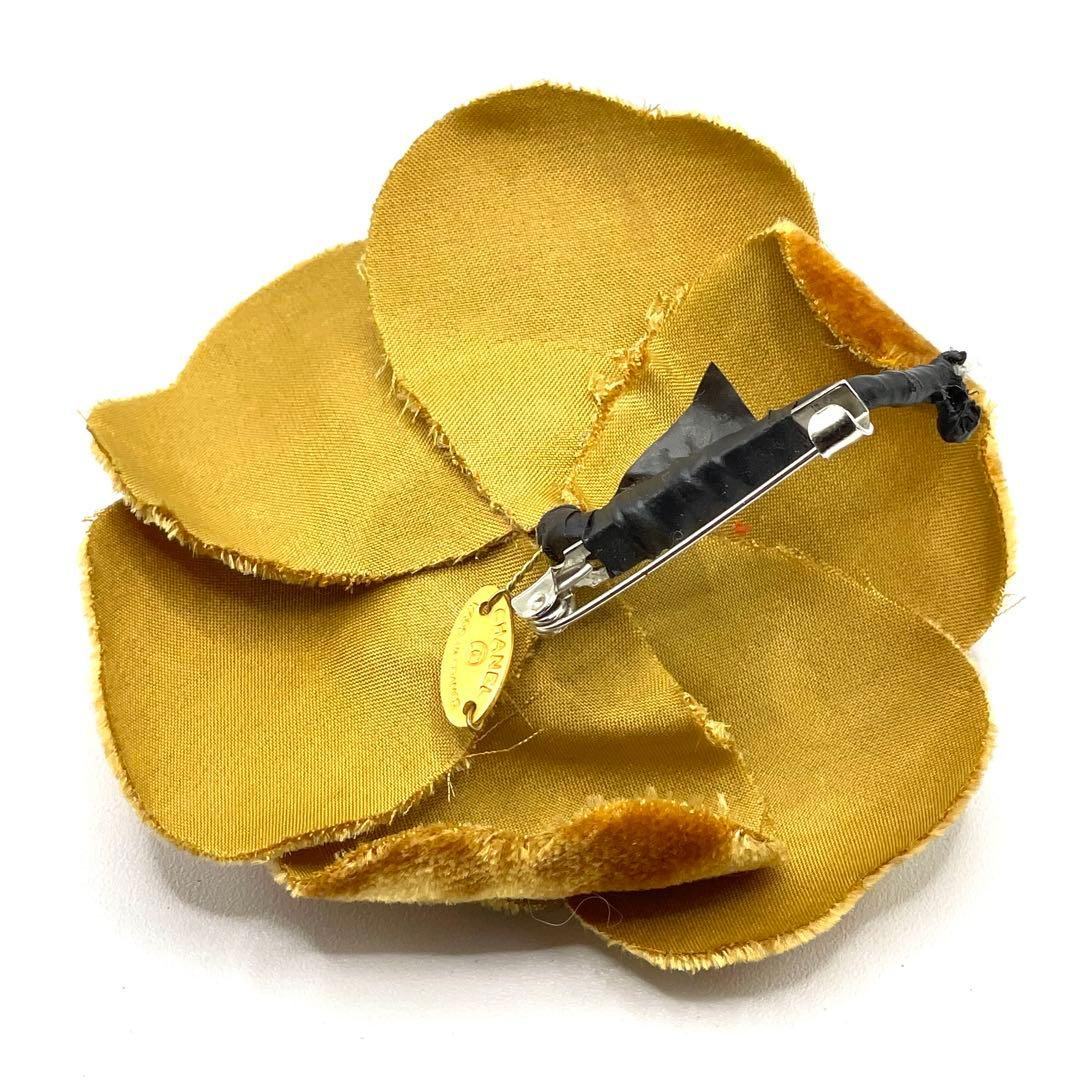 CHANEL シャネル カメリア コサージュ ピンブローチ ベロア キャメル