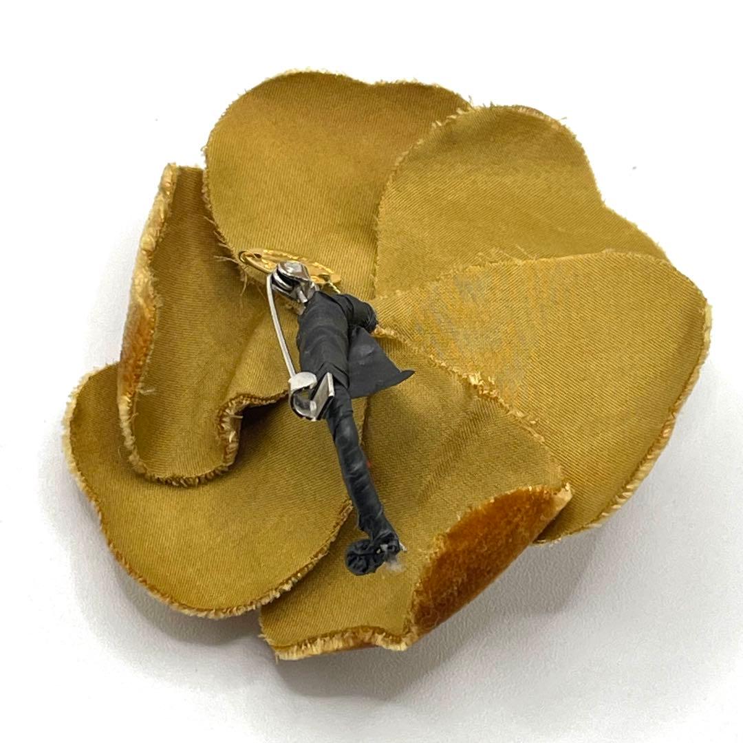 CHANEL シャネル カメリア コサージュ ピンブローチ ベロア キャメル