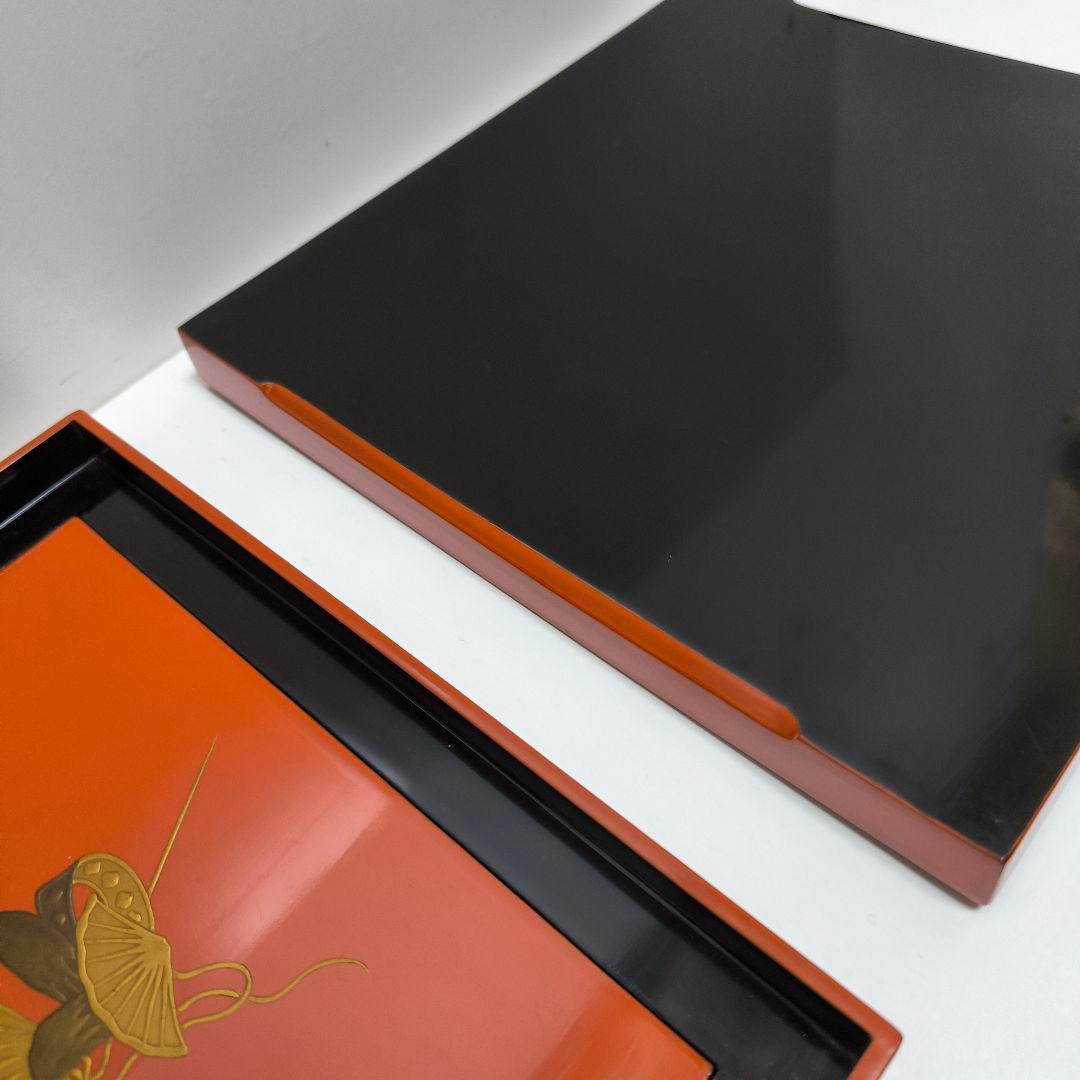 能登 金蒔絵 朱塗引 中江伊兵衛 松屋　盆　４枚