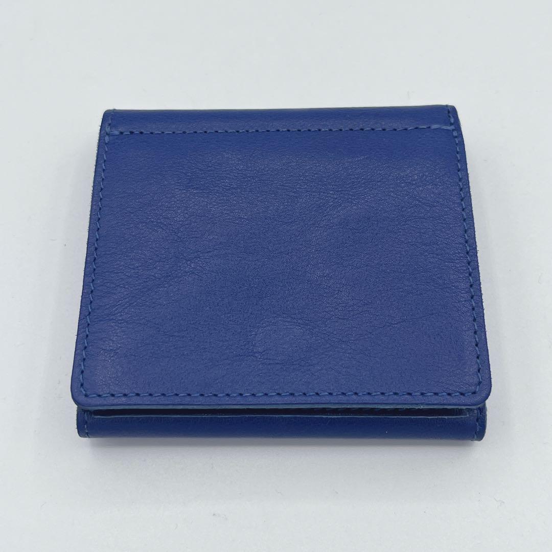 現行極美品　イルビゾンテ 二つ折り財布 レザー ブルー コンパクトウォレット