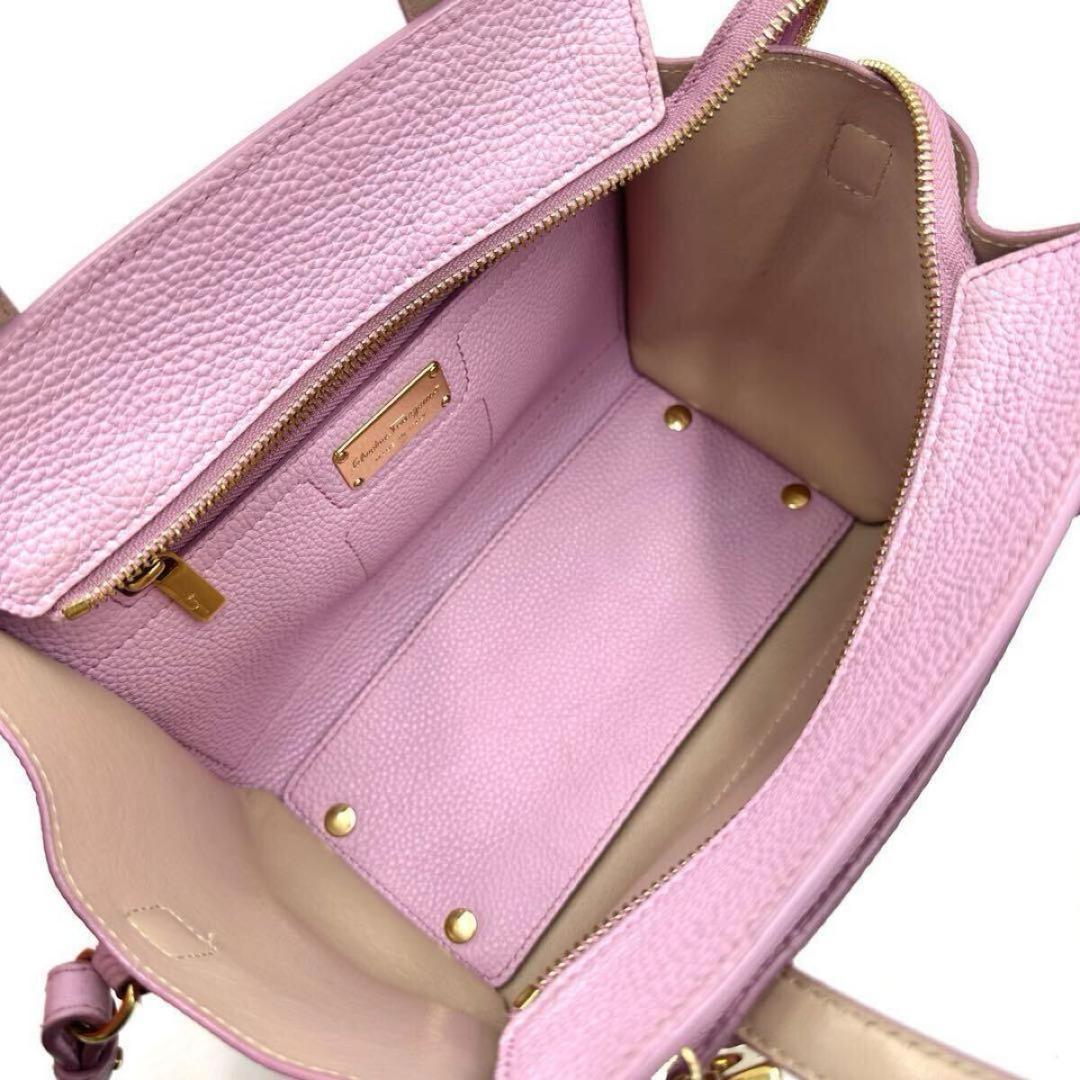 超極美品● フェラガモ 2way ハンドバッグ エイミー ガンチーニ ピンク