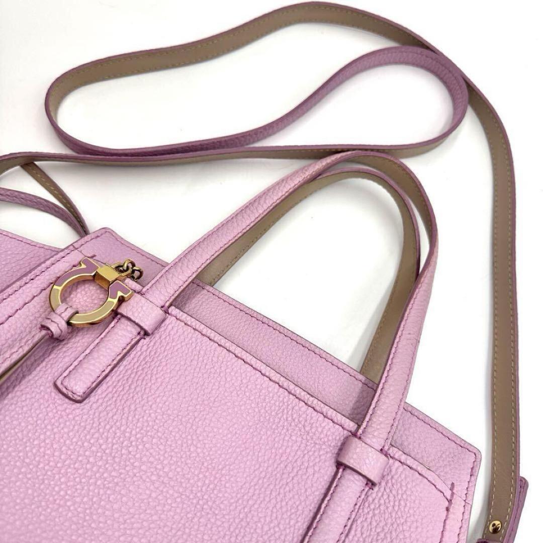 超極美品● フェラガモ 2way ハンドバッグ エイミー ガンチーニ ピンク