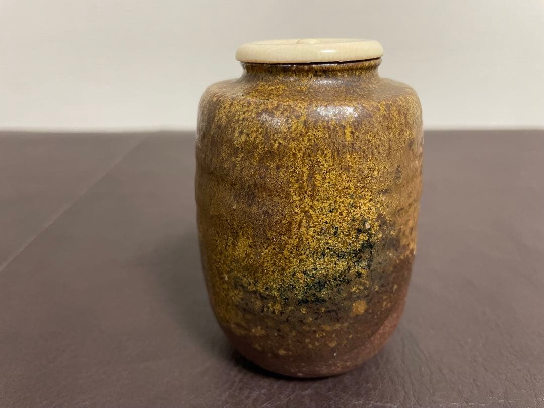 石田陶春　丹波茶入　共箱　仕覆　茶入　丹波焼　茶道具