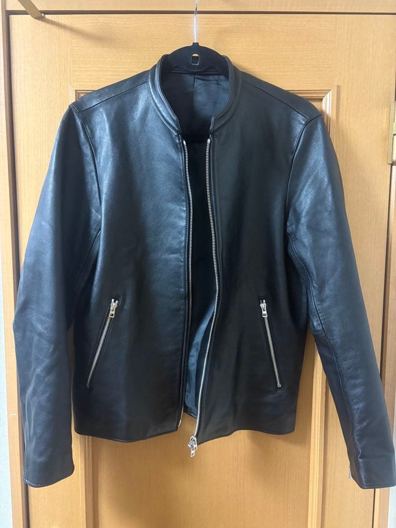 【本革】LIDNM 黒レザーシングルライダースジャケット　Lサイズ