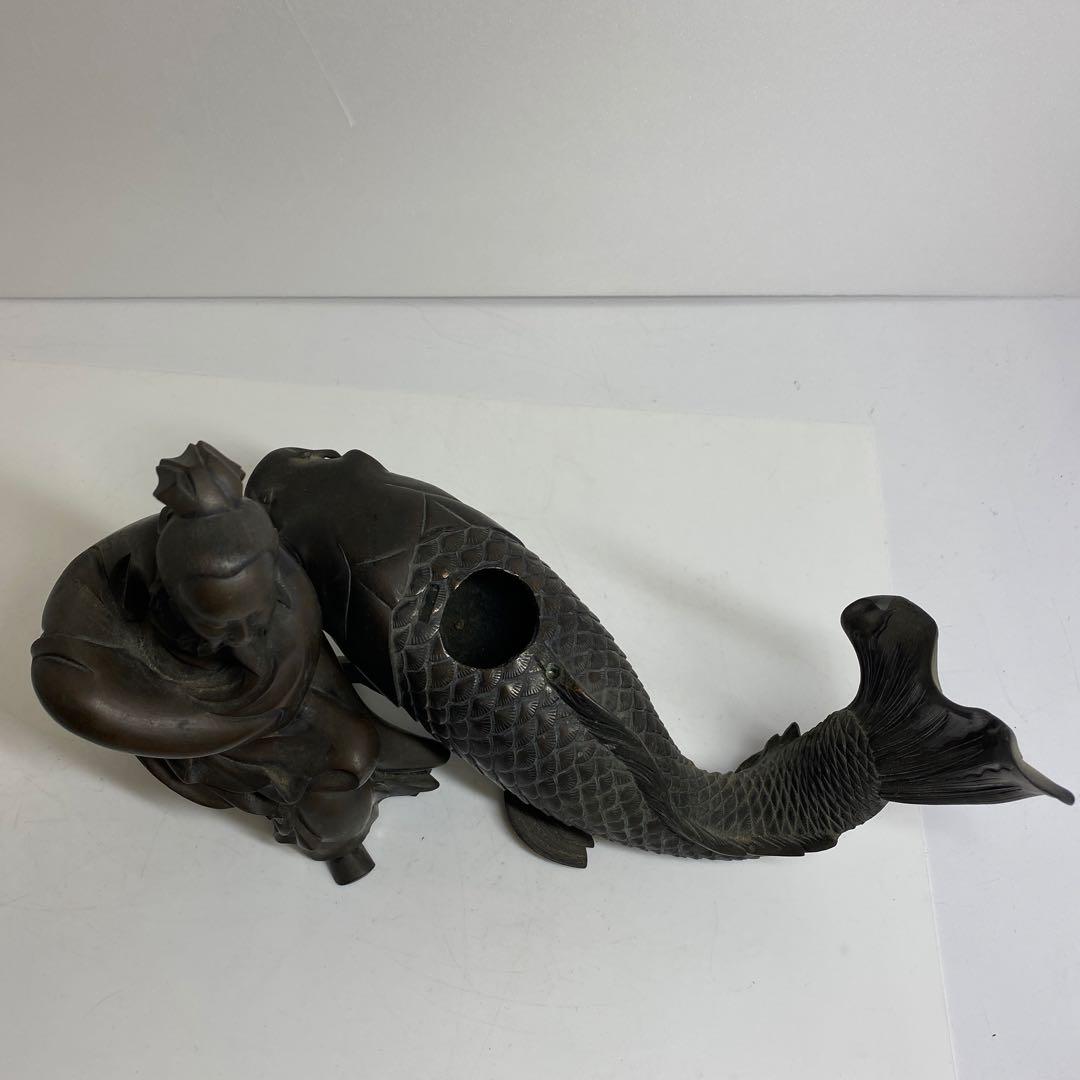 古銅　鯉仙人　大香炉　3859g トコサ　東さ7-1207②