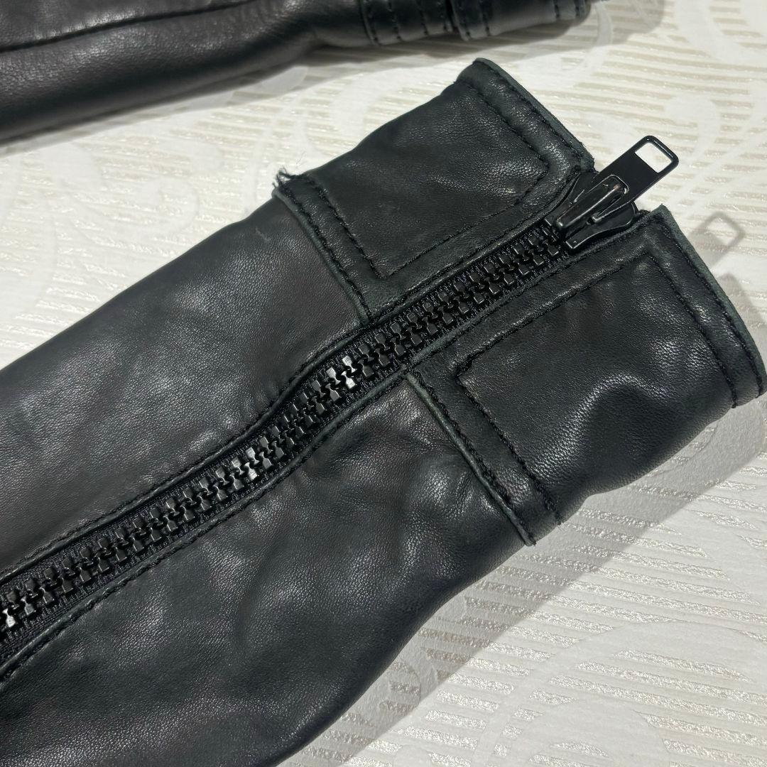 【訳あり】 スタッドオム レザージャケット ライダース 4ポケット ジップアップ