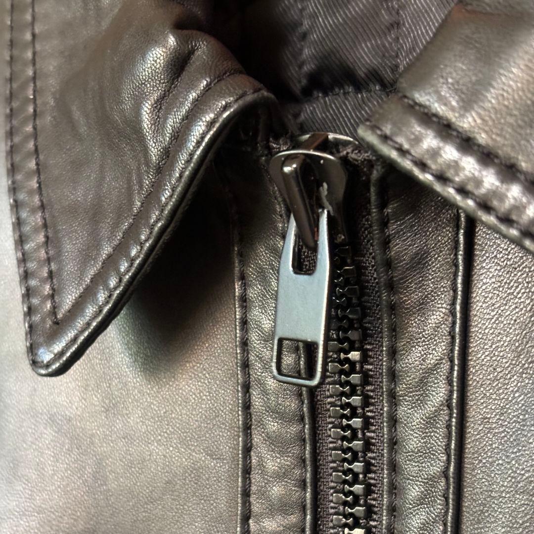 【訳あり】 スタッドオム レザージャケット ライダース 4ポケット ジップアップ