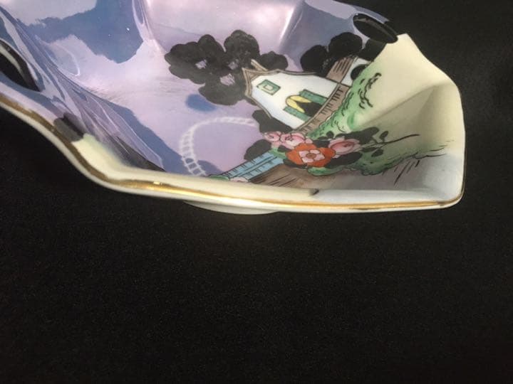 ノリタケ　ハンドル付きボウル　アールデコ　ラスター彩　さくら印