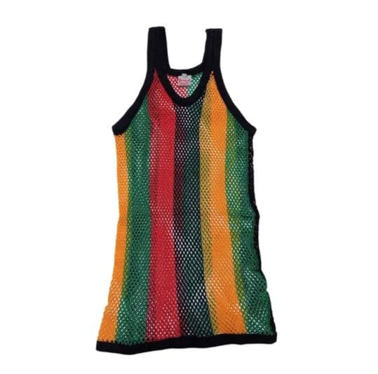 新品　レゲエ網シャツ　黒ラスタXLサイズ　ジャマイカ　イギリス　アミシャツ