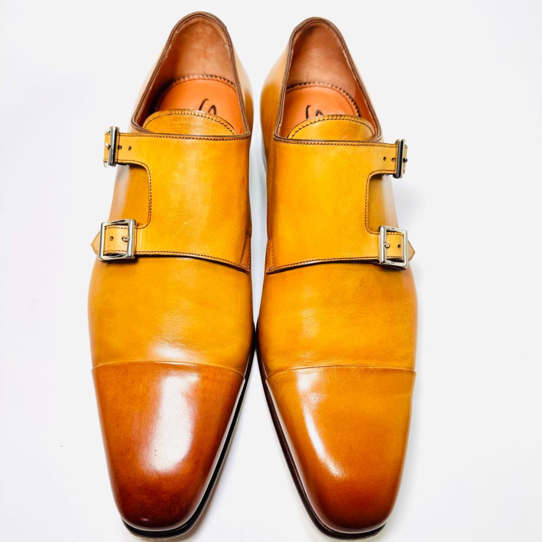 美品　Santoni サントーニ　ダブルモンクストラップ 箱 袋付き レザー