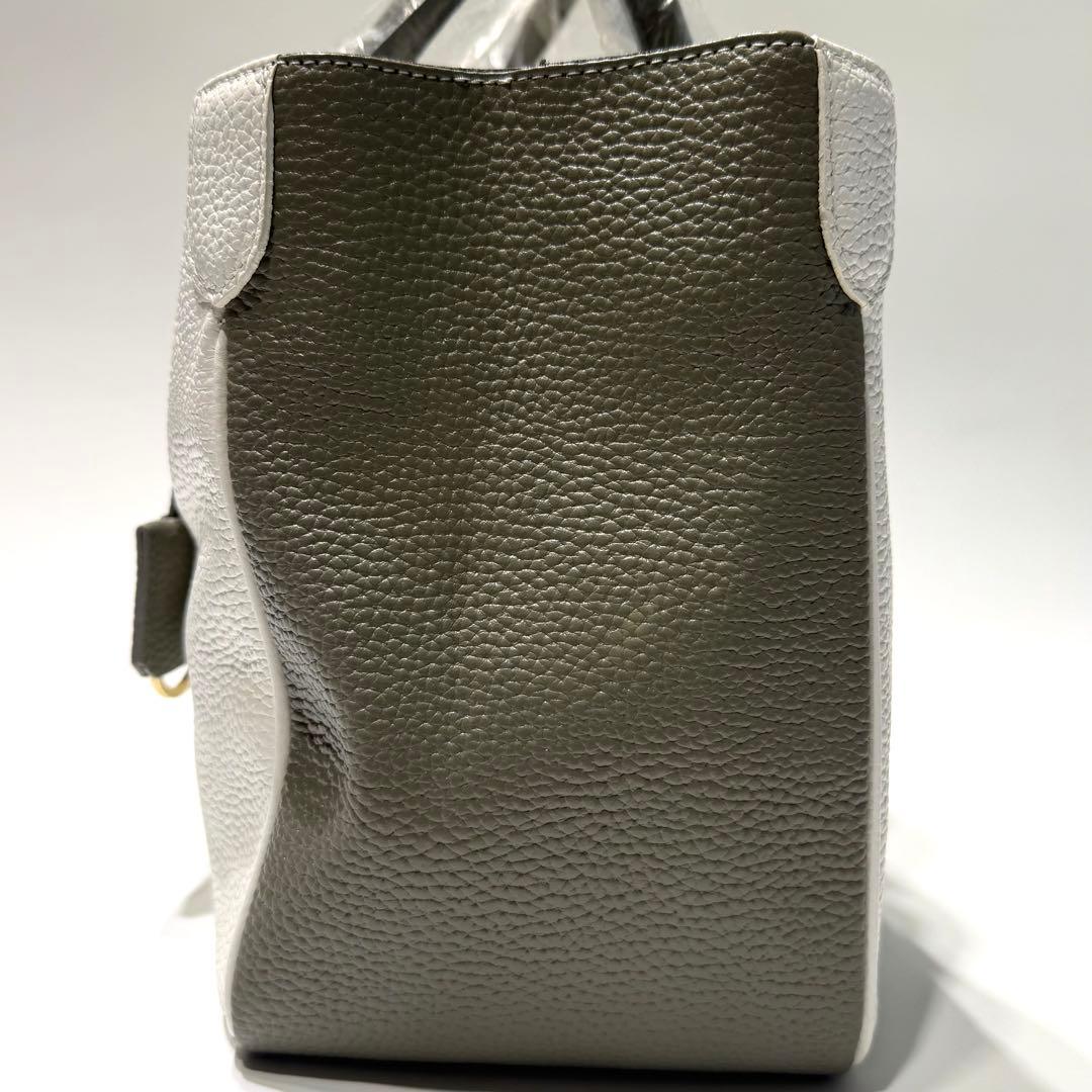 未使用品☆ADMJ エーディーエムジェイ ハンドバッグ バイカラー シボ革