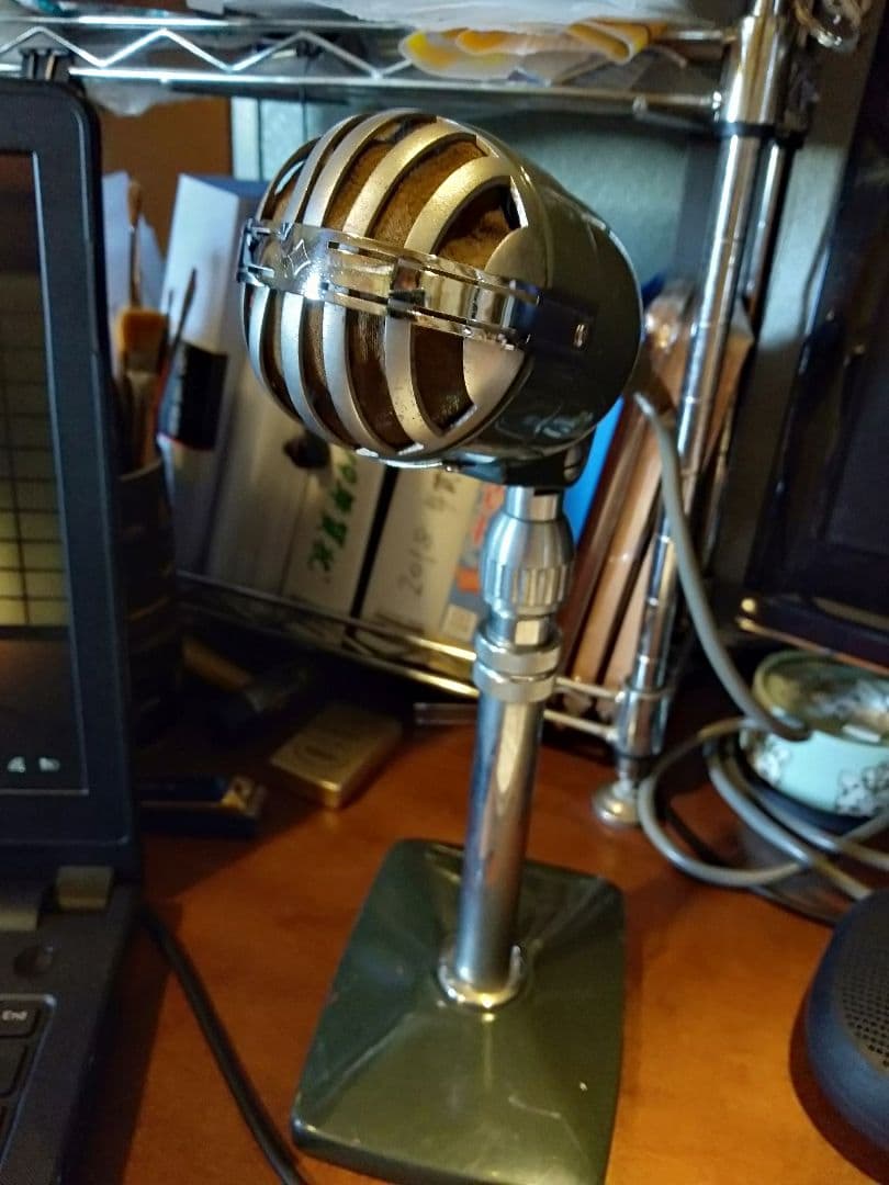 アンティーク　スタンドマイク　レトロ　ガイコツマイク