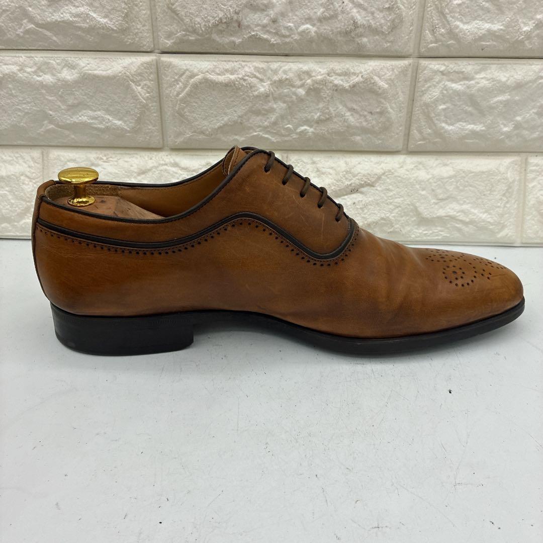 【良品】マグナーニ ビジネスシューズ メダリオン 44 プレーントゥ ブラウン