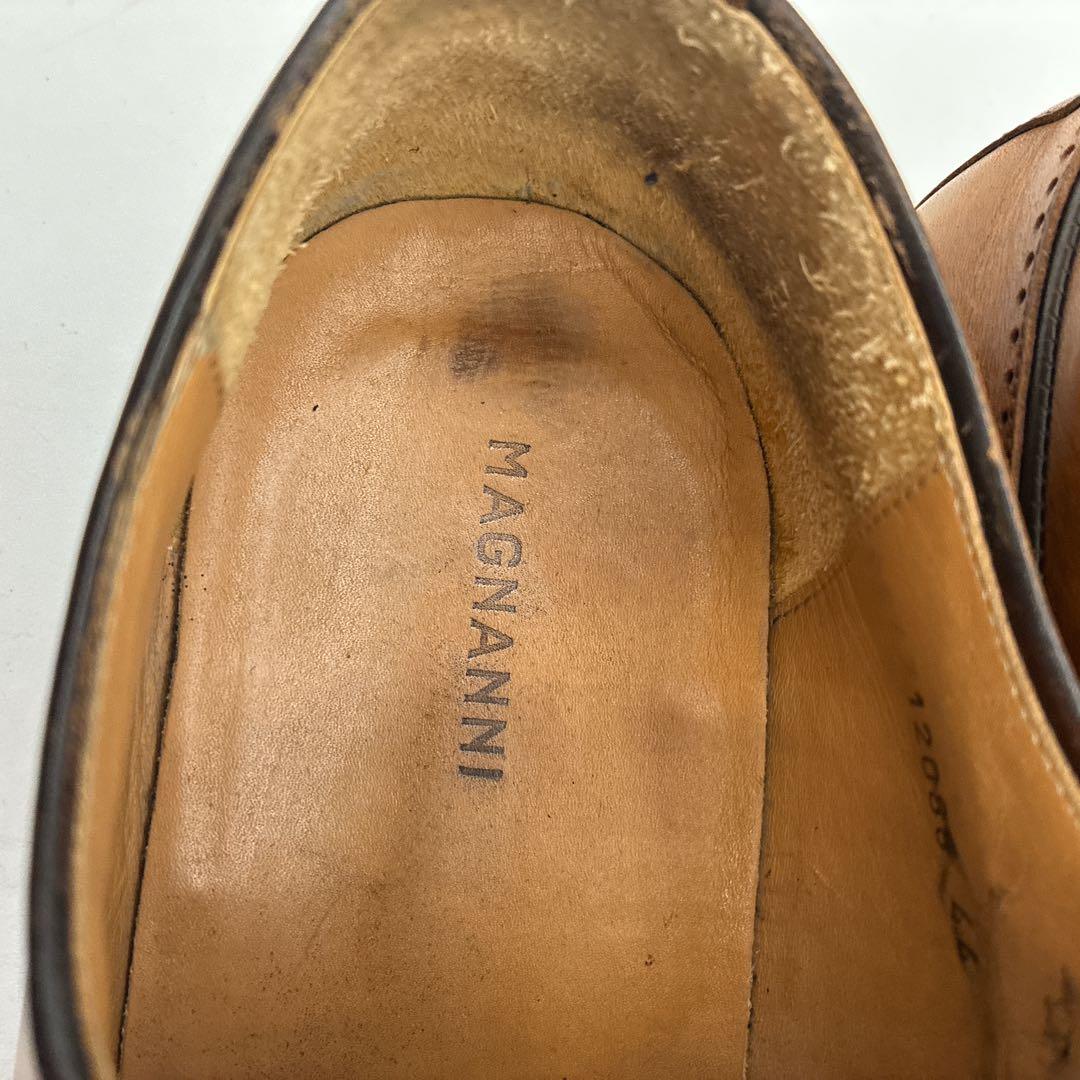 【良品】マグナーニ ビジネスシューズ メダリオン 44 プレーントゥ ブラウン