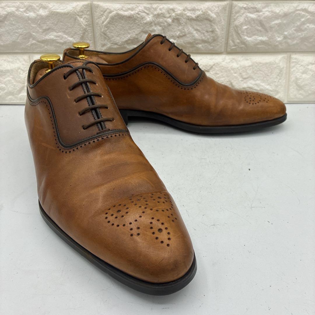 【良品】マグナーニ ビジネスシューズ メダリオン 44 プレーントゥ ブラウン