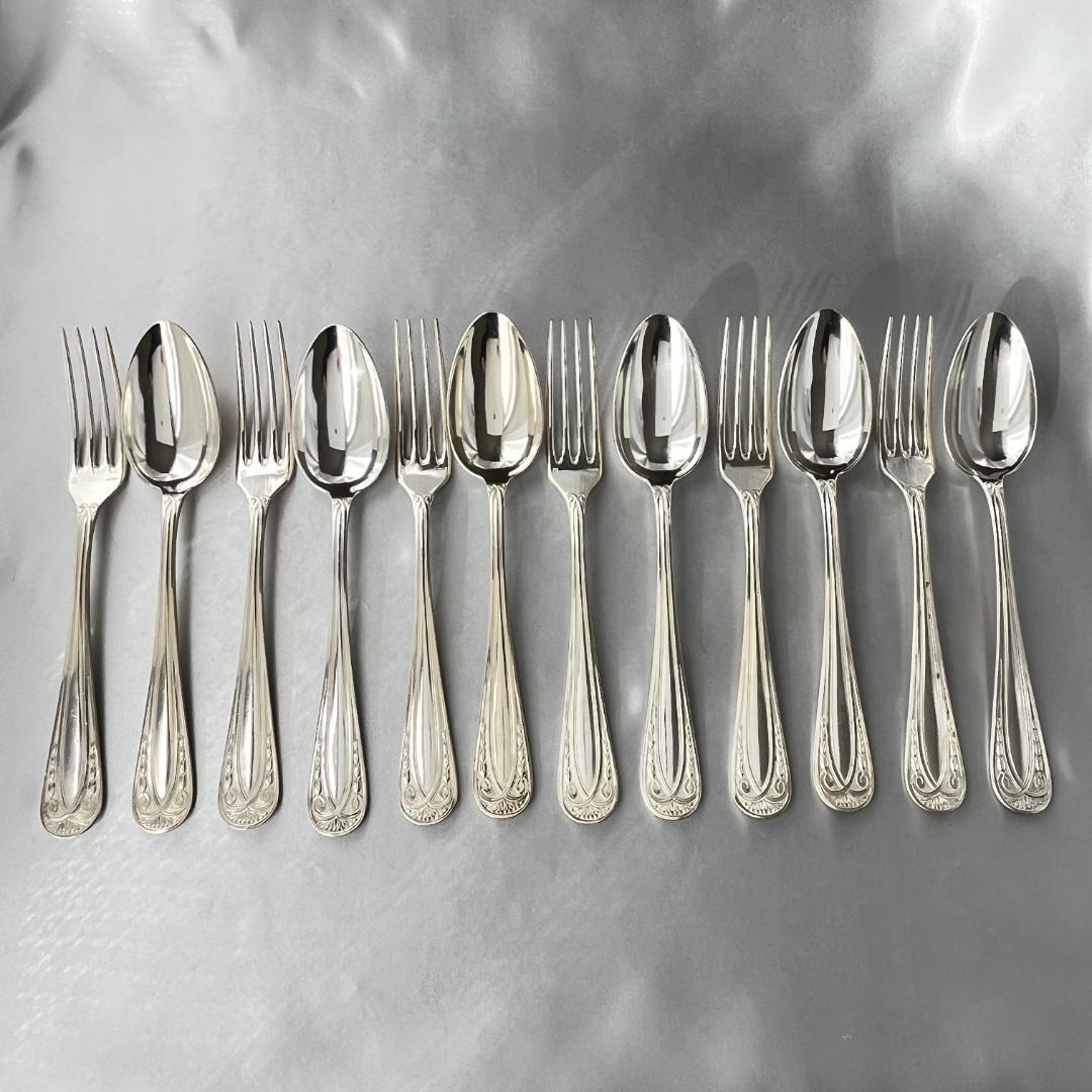 【仏蘭西】 レリーフ ディナーサイズカトラリーセット12本 アールヌーボー