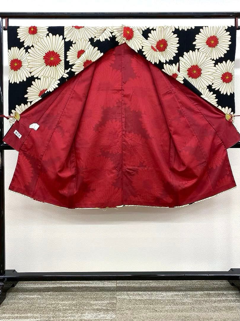 2尺袖 ブランド ポリエステル着物 和風館 縦金通し 大輪 袴用