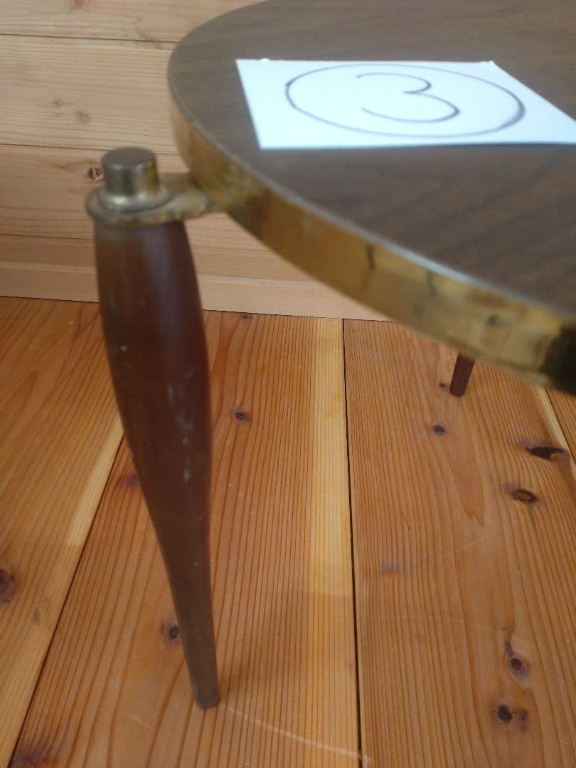 スタッキング丸テーブル　3脚セット　メラミン化粧板　昭和レトロ