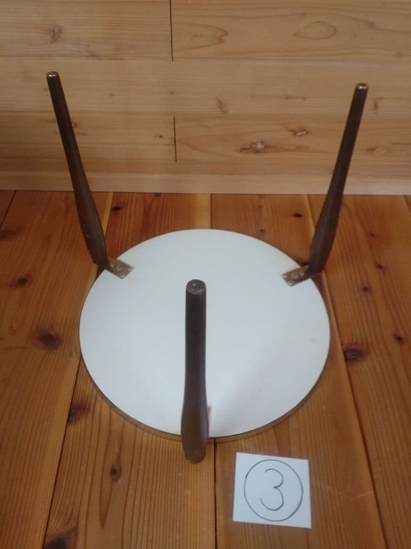 スタッキング丸テーブル　3脚セット　メラミン化粧板　昭和レトロ