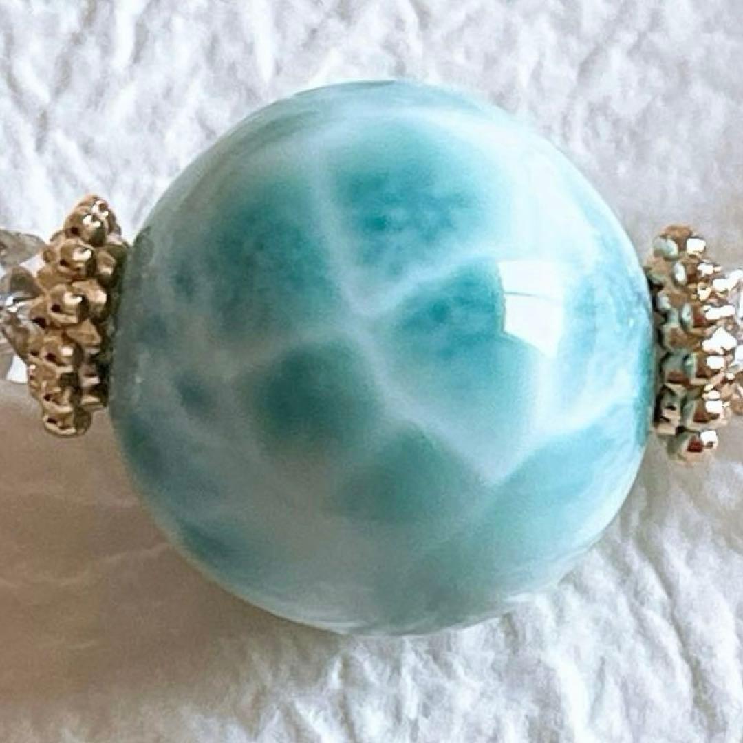 ラリマー 大玉18.3mm＆六芒星・ハート水晶キラキラ✧*。天然石ブレスレット