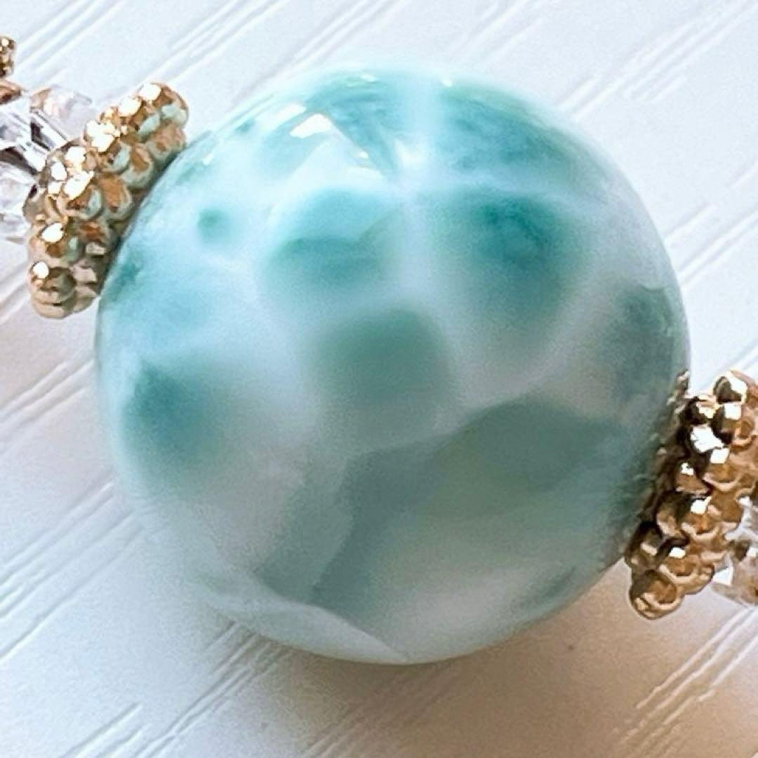 ラリマー 大玉18.3mm＆六芒星・ハート水晶キラキラ✧*。天然石ブレスレット