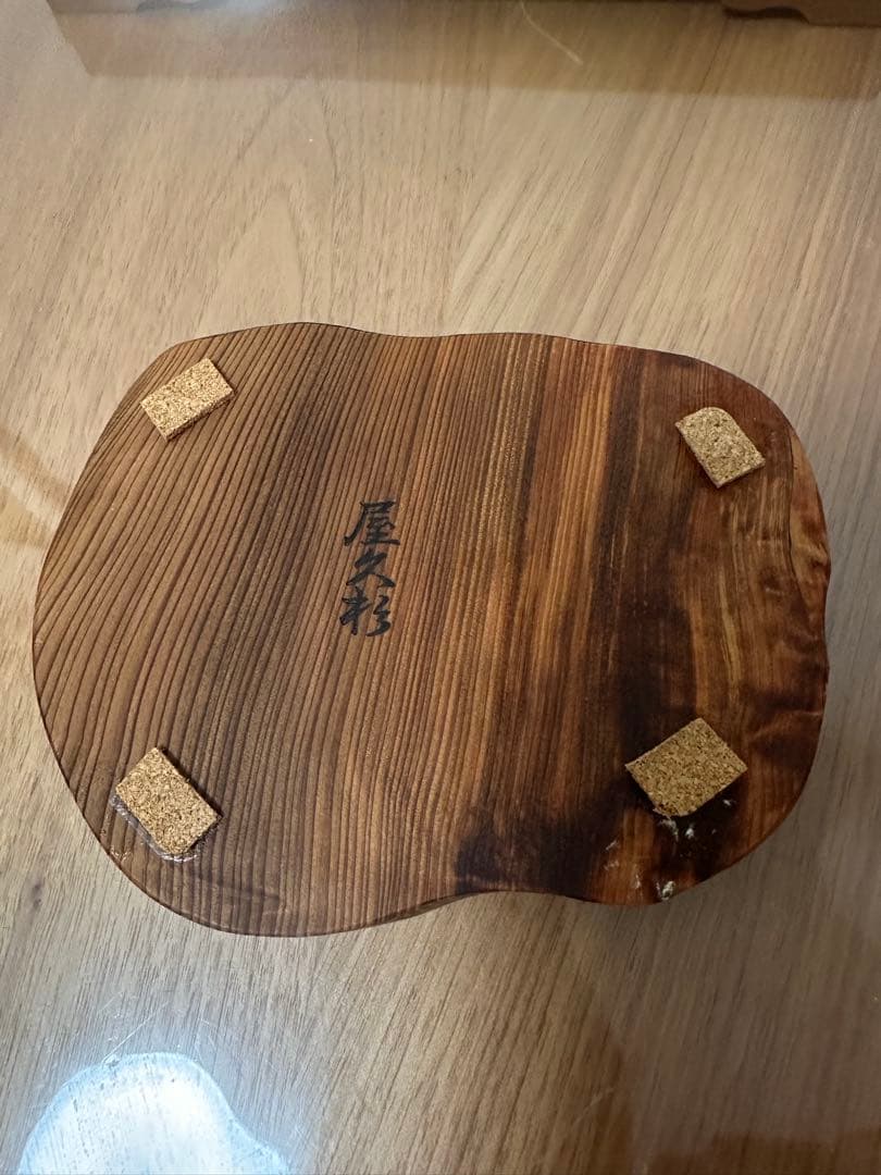 木製 福の神像 ガラスケース屋久杉台座付き