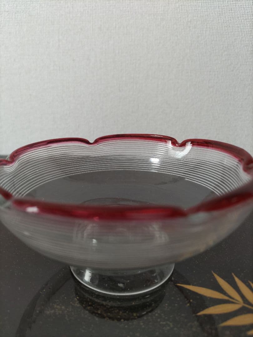 明治〜大正期　千段巻　輪花 金赤べり　氷コップ