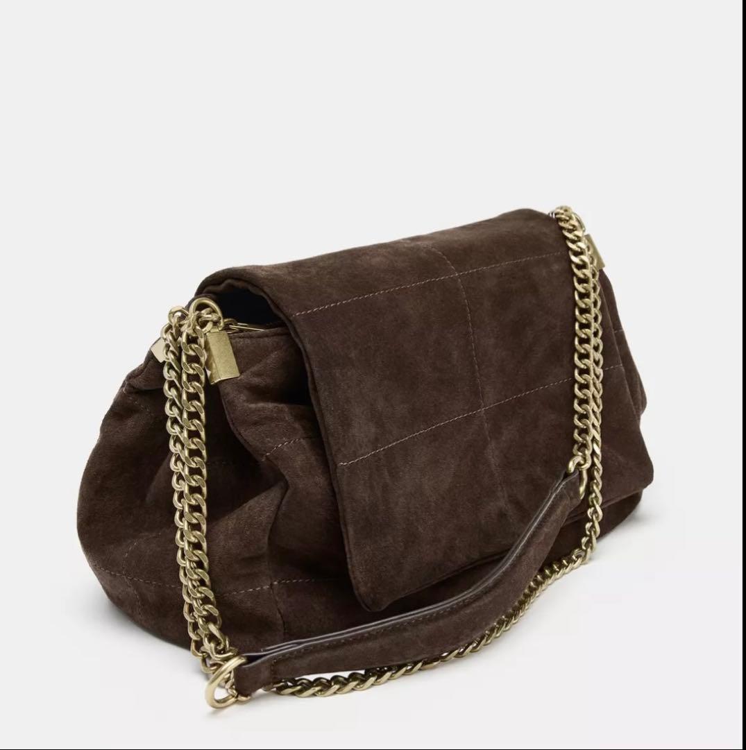 ZARA ダークブラウン スエード ショルダーバッグ自宅保管
