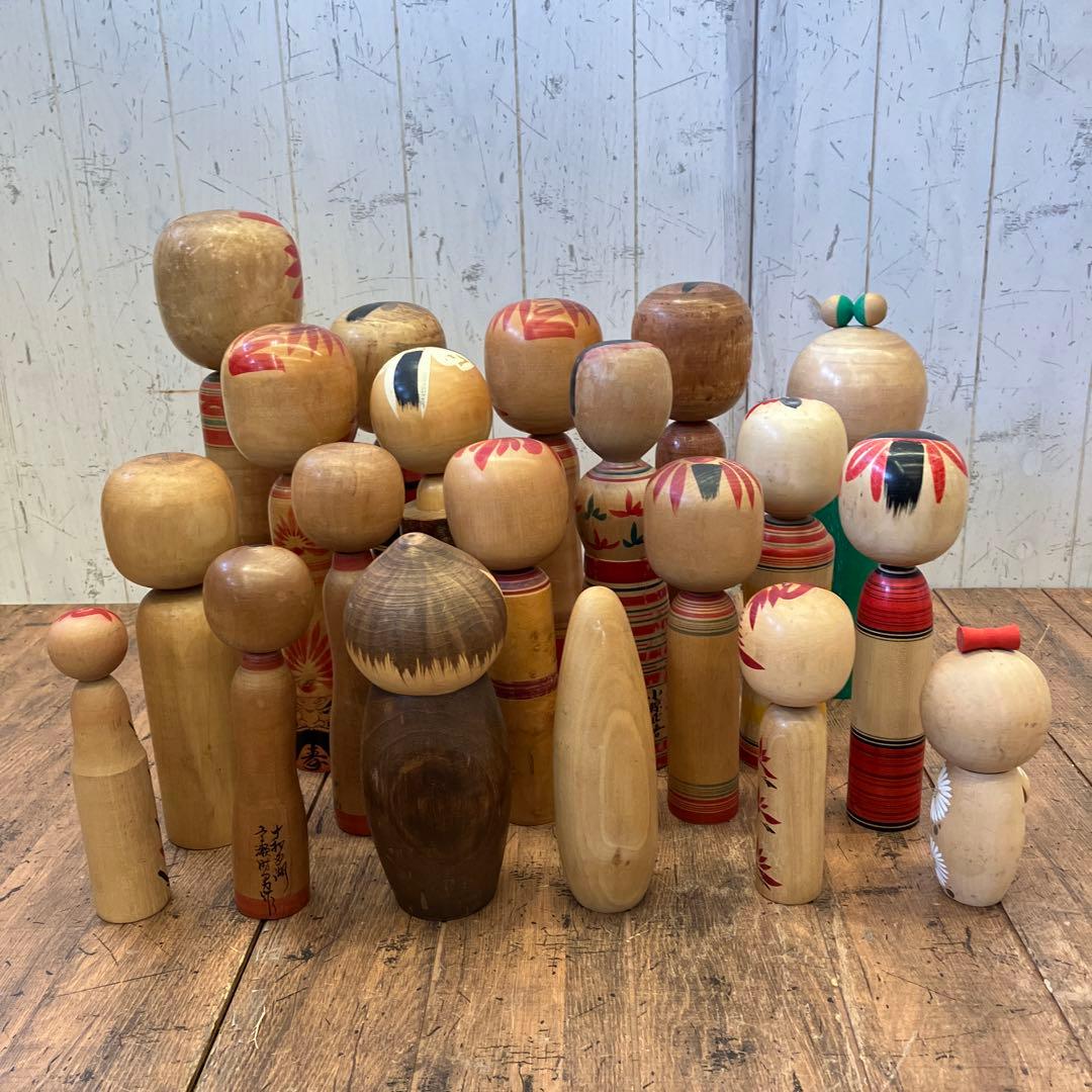 昭和レトロ こけし 小芥子 20体セット セット売り まとめ売り 木製 郷土人形